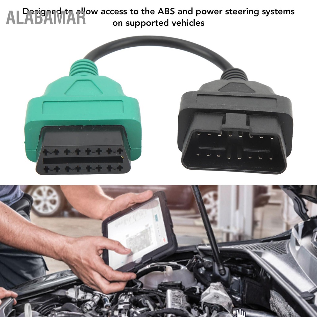 alabamar-สายสแกนเนอร์พวงมาลัยเพาเวอร์สีเขียว-abs-obd2-การเปลี่ยนสายวินิจฉัยสำหรับเครื่องมือสแกน-ecu-ของ