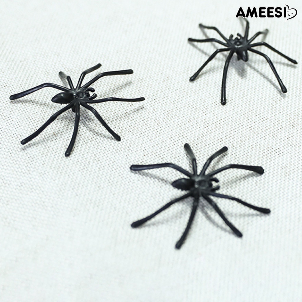 ameesi-แมงมุมปลอม-ขนาดเล็ก-น่ากลัว-สีดํา-สําหรับตกแต่งปาร์ตี้ฮาโลวีน-พร็อพถ่ายภาพ-30-ชิ้น