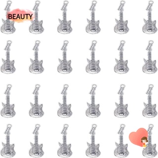 Beauty จี้สร้อยคออัลลอย รูปเครื่องดนตรี กีตาร์ แฮนด์เมด สีเงิน