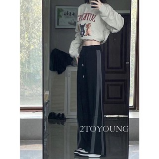 2TOYOUNG กางเกงขายาว คาร์โก้ กางเกง เชือกอเมริกันคลาสิค Cargo pants 2023 NEW AG080901