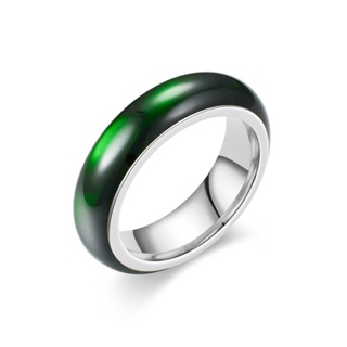 แบรนด์ใหม่ แหวนสเตนเลสไทเทเนียม สีเขียวเข้ม 6 มม. สไตล์เรโทร สําหรับผู้ชาย และผู้หญิง