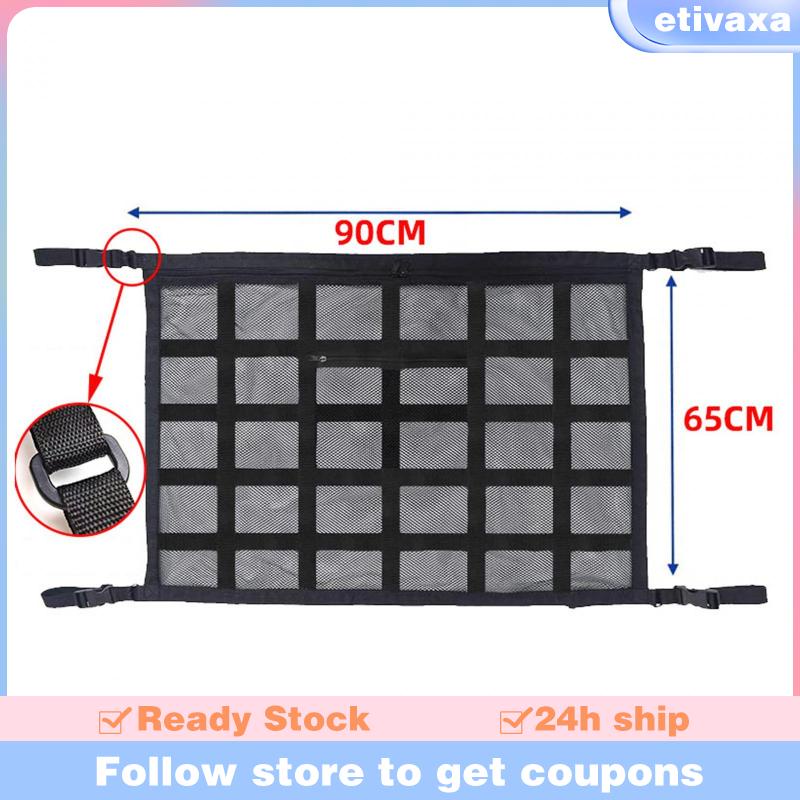 etivaxa-กระเป๋าตาข่ายเก็บของ-ติดเพดานรถยนต์-ติดตั้งง่าย-ประหยัดพื้นที่-สําหรับรถยนต์
