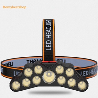[Domybestshop.th] ไฟฉายสวมศีรษะ LED IPX4 กันน้ํา ชาร์จ USB แบตเตอรี่ 800mAh สําหรับตั้งแคมป์ ตกปลา กลางแจ้ง