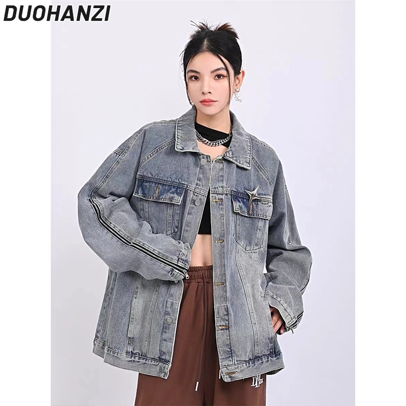 duohanzi-tooling-เสื้อแจ็กเก็ตโปโล-ผ้ายีน-สไตล์วินเทจ-โอเวอร์ไซซ์-สําหรับผู้หญิง