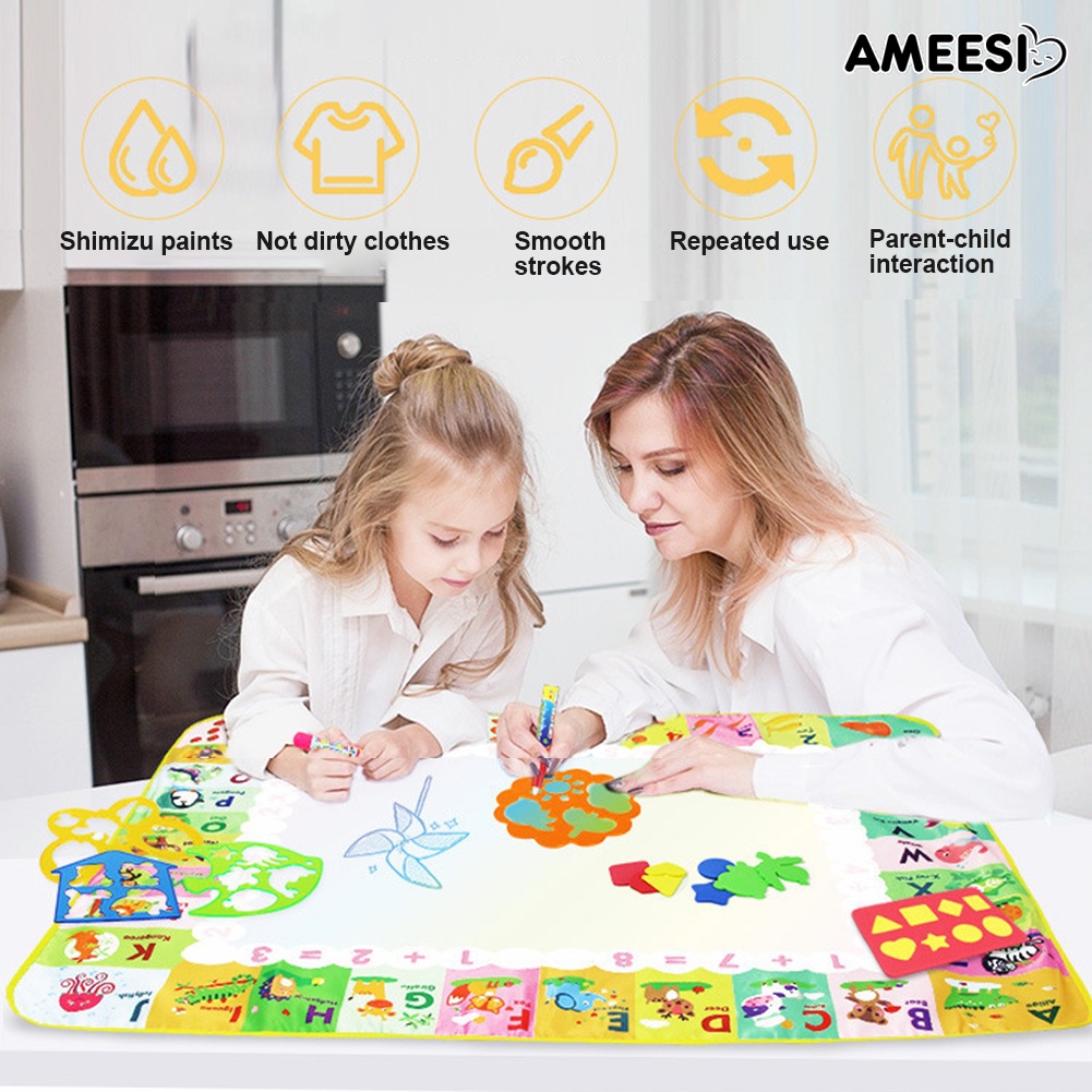 ameesi-เสื่อวาดภาพระบายสี-บนผ้าใบ-ใช้ซ้ําได้-สีสันสดใส-ของเล่นสําหรับเด็ก