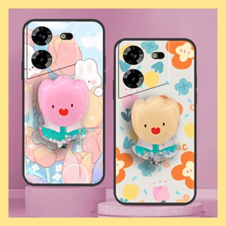 glisten Dirt-resistant Phone Case For Tecno Pova5 4G Fashion Design Silicone Kickstand Cute Anti-dust protective Back Cover TPU