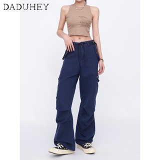 DaDuHey🎈 Hong Kong Style Y2K Summer Womens Loose Casual Trousers Personalized Ankle-Tied Overalls Harem Cargo Pants  Loose Fashion Sports Pants