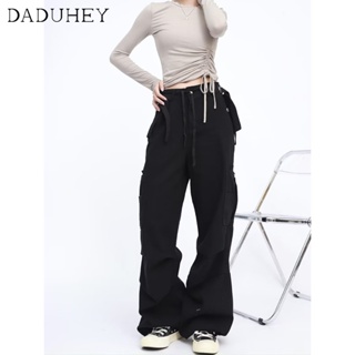DaDuHey🎈 Womens Hong Kong Style Summer Loose Casual Y2K Trousers Ankle-Tied Overalls Harem Cargo Pants  Loose Fashion Sports Pants