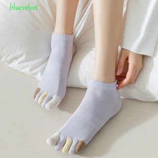 Bluevelvet ถุงเท้าผ้าฝ้าย แบบนิ่ม แยกนิ้วเท้า สีหวานน่ารัก สําหรับผู้หญิง