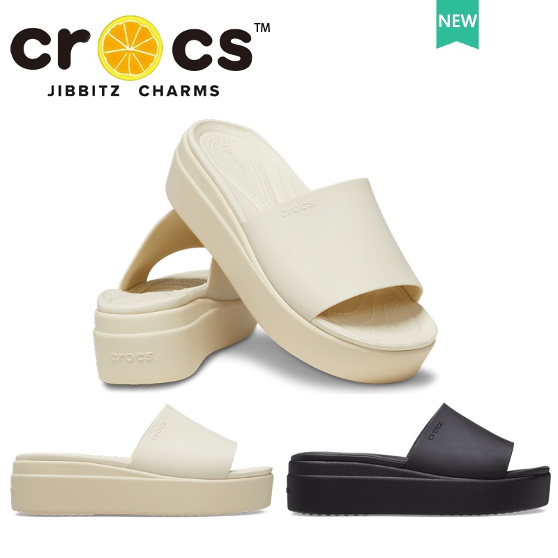 รองเท้า Croc แท้ BROOKLYN SLIDE รองเท้าแตะผู้หญิงรัดส้นสำหรับไปทะเล ทรง ...