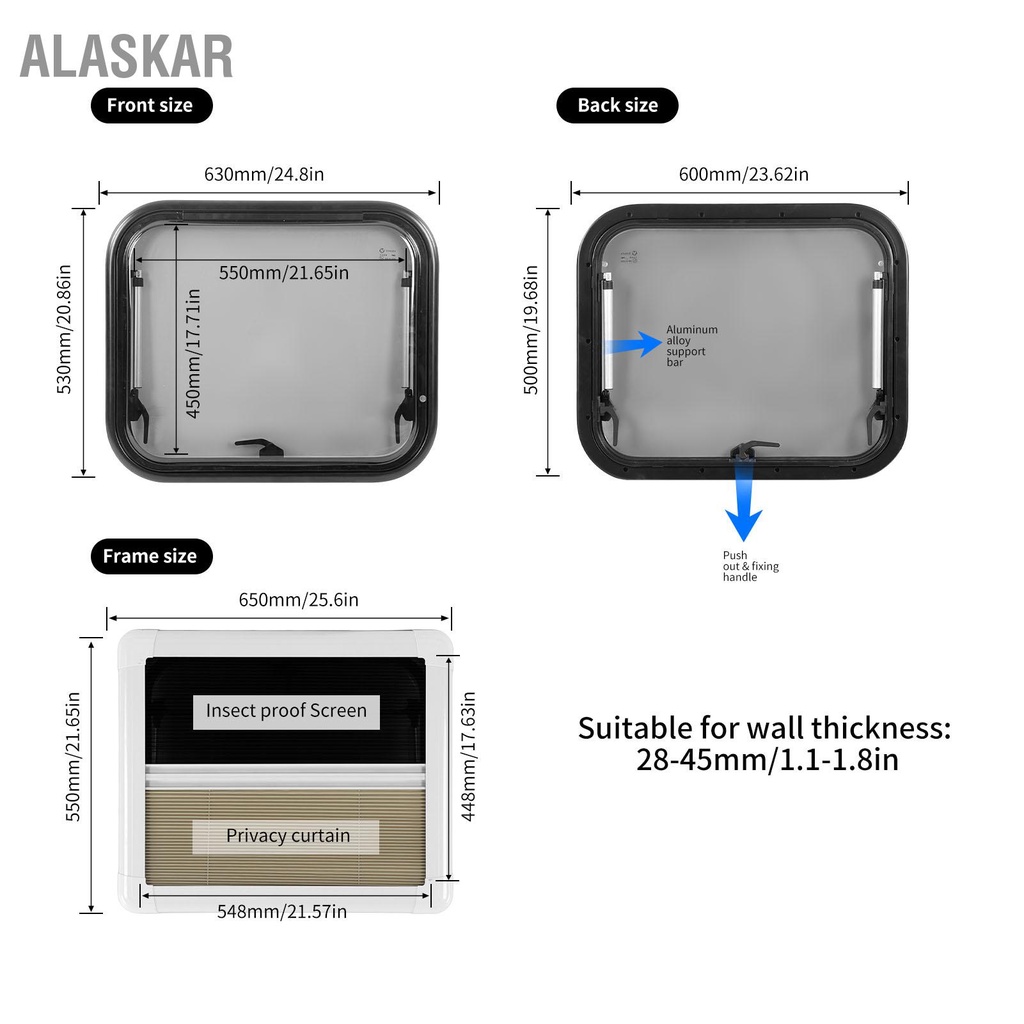 alaskar-หน้าต่างบานเลื่อนรอบมุมสองชั้นป้องกันรังสียูวีดึงสไตล์สำหรับคาราวานรถพ่วงออกค่าย-rv