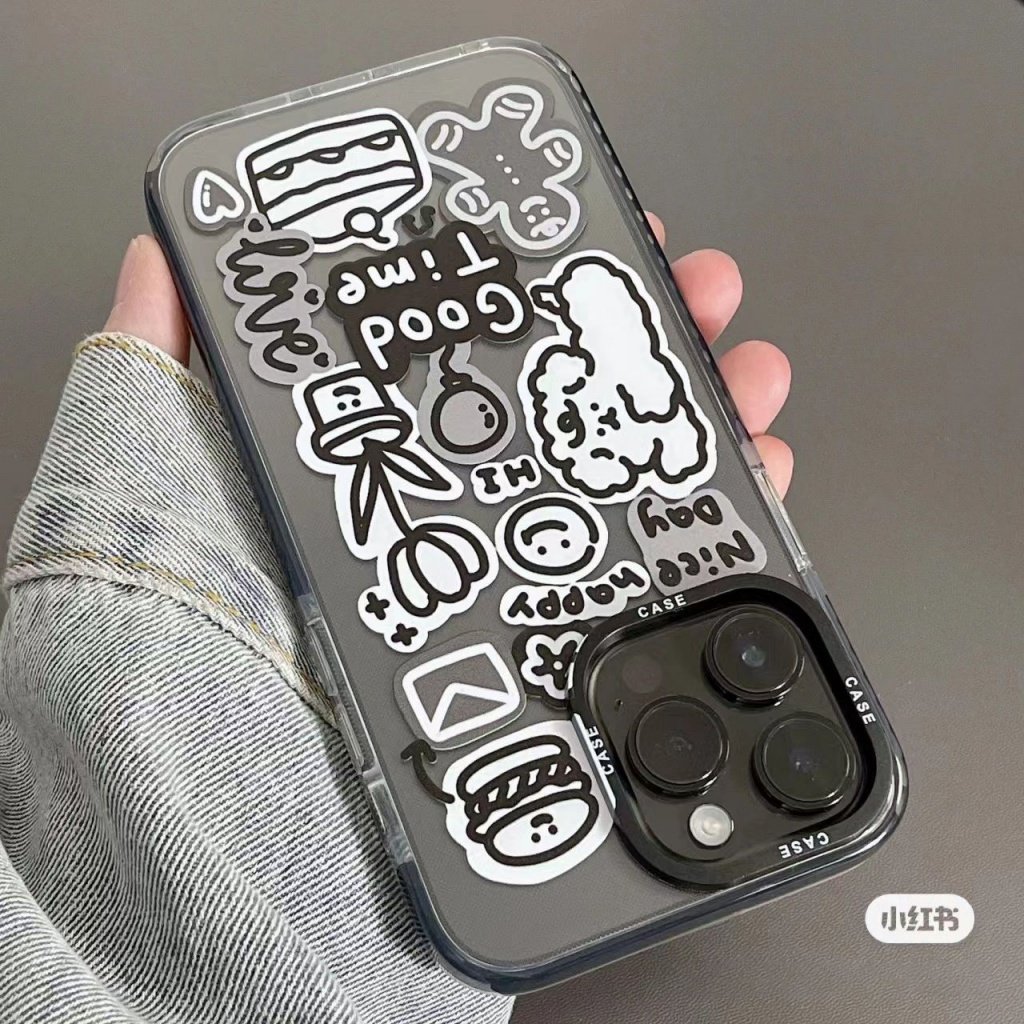 graffiti-cartoon-puppy-phone-case-for-iphone14-phone-case-for-iphone-13promax-transparent-xr-12-apple-11-drop-resistant-8p-drop-resistant-7