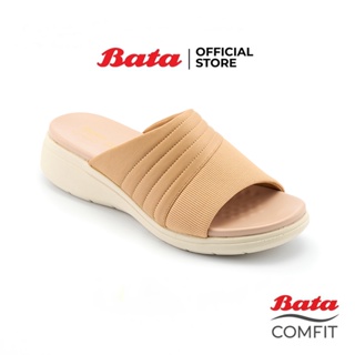 Bata บาจา Comfit รองเท้า่ลำลองเพื่อสุขภาพ แตะเสริมส้น รองรับน้ำหนักเท้า สวมใส่ง่าย สูง 1.5 นิ้ว สำหรับผู้หญิง รุ่น REBOUND สีเบจ รหัส 6618822 สีกรมท่า รหัส 6619822
