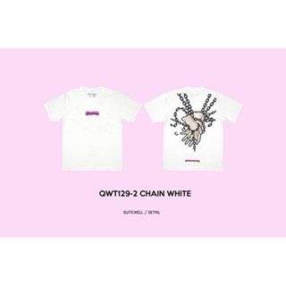 พร้อมส่ง ผ้าฝ้ายบริสุทธิ์ QWT129-2 CHAIN WHITE TEE T-shirt