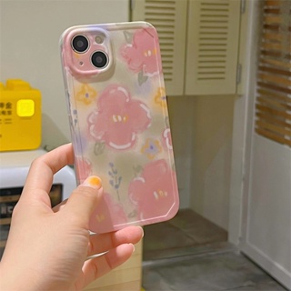 Fashion Japanese and Korean Pink Glossy Flowers Pattern Soft Case for IPhone 14 13 12 11 Pro Promax Casing XF189