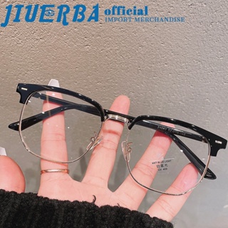 JIUERBA ใหม่ แว่นตาสายตาสั้น TR90 กรอบครึ่ง ทรงสี่เหลี่ยม ป้องกันรังสียูวี เปลี่ยนเลนส์ได้ แฟชั่นสําหรับผู้ชาย และผู้หญิง