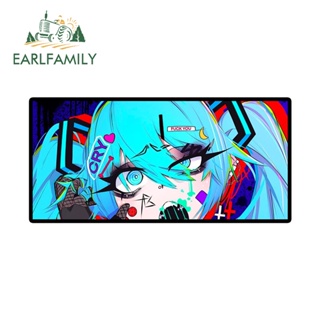 Earlfamily สติกเกอร์ไวนิล ลาย Hatsune Miku Eyes Slap Fanart 13 ซม. x 6.2 ซม. กันน้ํา สําหรับติดตกแต่งรถยนต์ แล็ปท็อป