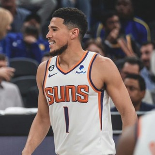 พร้อมส่ง เสื้อกีฬาบาสเก็ตบอล แขนกุด ลายทีม NO.1 Devin Booker 22-23 Season Phoenix SUNS สําหรับผู้ชาย