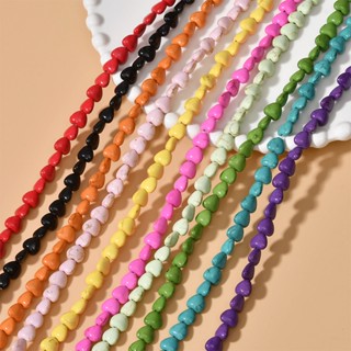 จี้ลูกปัดเทอร์ควอยซ์ธรรมชาติ รูปหัวใจ ขนาด 8 มม. สีพีช สําหรับทําเครื่องประดับ สร้อยคอ สร้อยข้อมือ DIY จํานวน 50 ชิ้น ต่อแพ็ค