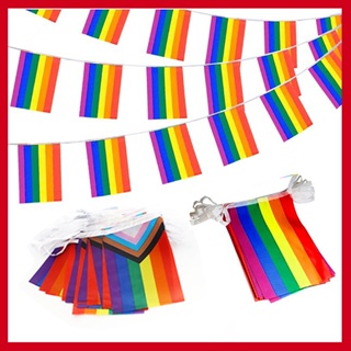 ธงราว LGBT ธงราวสายรุ้ง ยาว 5.5 เมตร ธง 20 ผืน ขนาด 14x21cm Rainbow flag