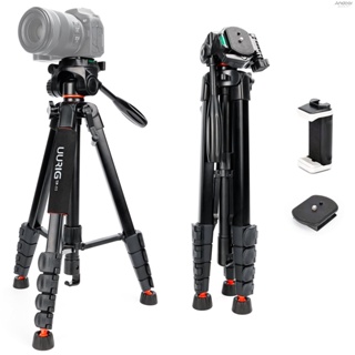 Uurig TP-11 ขาตั้งกล้องอลูมิเนียม แบบพกพา รับน้ําหนัก 5 กก. 170 ซม. 67 นิ้ว พร้อมหัวกระทะ 3 ทาง สําหรับ Vlog ถ่ายทอดสด วิดีโอ