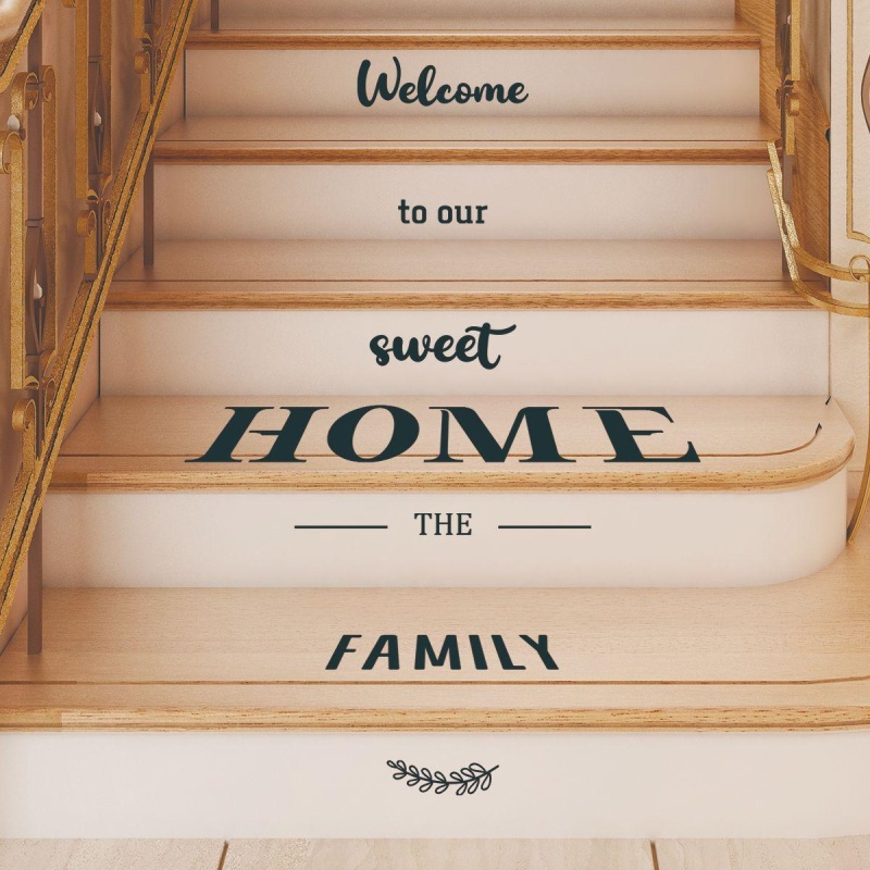 สติกเกอร์วอลเปเปอร์-pvc-มีกาวในตัว-ลาย-welcome-to-our-sweet-home-สําหรับติดตกแต่งผนังบ้าน-บันได-ห้องนั่งเล่น
