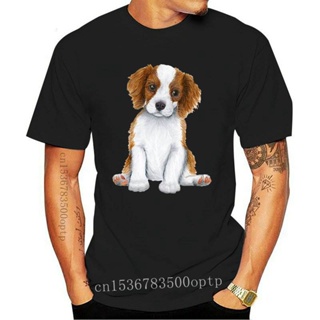 มีความสุข เสื้อยืดวินเทจกระหน่ํา เสื้อยืดลําลอง แขนสั้น พิมพ์ลาย Cavalier King Charles Spaniel Art Best Friends Dog สีขา