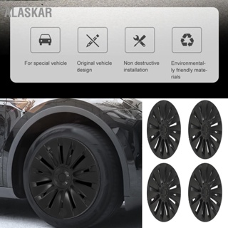 ALASKAR 4PCS 19in Wheel Hubcap Matte Black ลดแรงต้านลมทดแทนสำหรับ Tesla รุ่น Y 2020 ถึง 2023