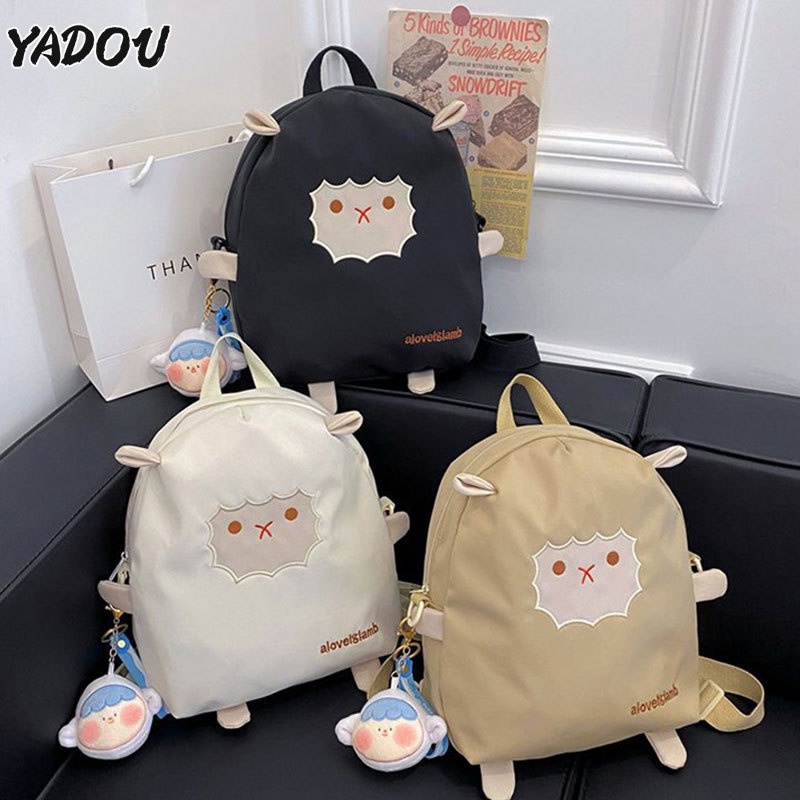 yadou-กระเป๋าเป้สาวหวานน่ารักน่ารักในการ์ตูนญี่ปุ่นกระเป๋านักเรียนแฟชั่นลูกแกะ