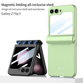 เคสแข็ง ผิวด้าน บางพิเศษ สําหรับ Samsung Galaxy Z Flip 5 เคสบานพับแม่เหล็ก ป้องกัน กันกระแทก ฝาหลัง พร้อมฟิล์มกระจกนิรภัย หน้าจอขนาดเล็ก