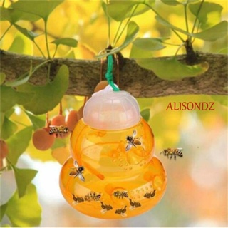 Alisondz เครื่องดักจับผึ้ง กับดักแมลง สีเหลือง แบบพกพา ผลิตภัณฑ์ควบคุมศัตรูพืช สําหรับในร่ม กลางแจ้ง รูปทรงน้ําเต้า ตัวดูด