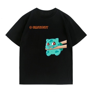 hot！ Pokemon Anime เสื้อยืดแขนสั้น Bulbasaur น่ารักพิมพ์ลายแขนสั้น แฟน ๆ Bulbasaur ต้องมี ฤดูร้อน ใหม่