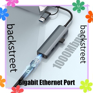 Backstreet อะแดปเตอร์ฮับ USB C PD 100W Gigabit Ethernet Multiport RJ45 USB-C Type-C ความเร็วสูง|Pro/ สํานักงานคอมพิวเตอร์