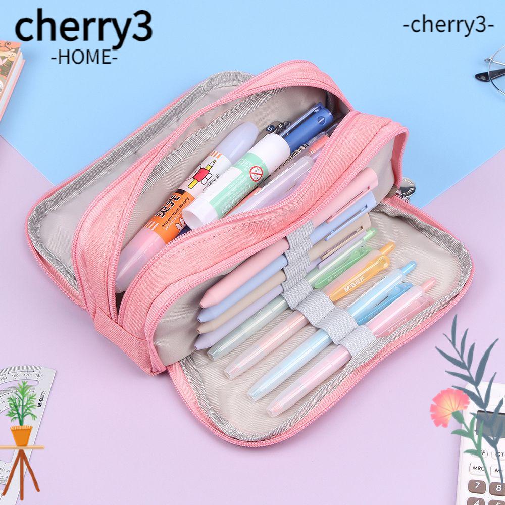 cherry3-กระเป๋าปากกา-ผ้าแคนวาส-มีซิป-จุของได้เยอะ-สําหรับใส่เครื่องเขียน