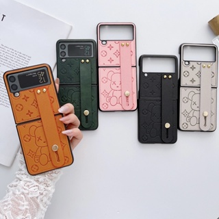 เคสโทรศัพท์ ฝาพับ ป้องกัน กันชน ลายหมี สําหรับ Samsung Galaxy Z Flip 4 Z Flip 3 Z Flip4 Z Flip3