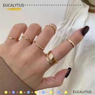 Eutus ชุดแหวน ทรงกลม เครื่องประดับแฟชั่น สําหรับผู้หญิง 7 ชิ้น ต่อชุด