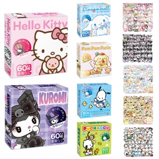 สติกเกอร์ ลายการ์ตูน Sanrio Hello Kitty Kuromi Cinnamoroll Pochacco น่ารัก สําหรับติดตกแต่งโทรศัพท์มือถือ แล็ปท็อป ไดอารี่ DIY จํานวน 60 ชิ้น