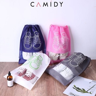 Camidy ถุงเก็บรองเท้าไม่ทอถุงหูรูดกันฝุ่นและสกปรกโปร่งใสกระเป๋าหูรูดระบายอากาศกระเป๋าเก็บเสื้อผ้าเดินทาง