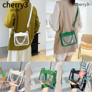 Cherry3 กระเป๋าถือ PVC แบบใส กันน้ํา จุของได้เยอะ สีแคนดี้ แฟชั่นสําหรับผู้หญิง