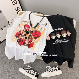 พร้อมส่ง ขายดี เสื้อยืดแขนกุด ทรงหลวม ลายการ์ตูน สไตล์เกาหลี ญี่ปุ่น ฤดูร้อน สําหรับเด็กผู้ชาย