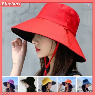 【 Bluelans 】หมวกกันแดด สองชั้น ขนาดใหญ่ สีพื้น สําหรับกลางแจ้ง