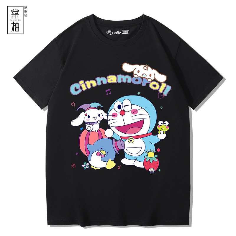 โดราเอมอน-cinnamoroll-แขนสั้นเสื้อยืดลำลองโดราเอมอน