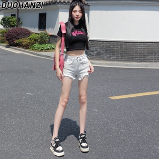 Duohanzi กางเกงขาสั้น เอวสูง ทรงเอ ขากว้าง แฟชั่นใหม่ สไตล์เกาหลี สําหรับผู้หญิง