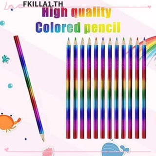Faccfki ดินสอไม้ไล่โทนสีรุ้ง 180*7.2 มม. 48 ชิ้น