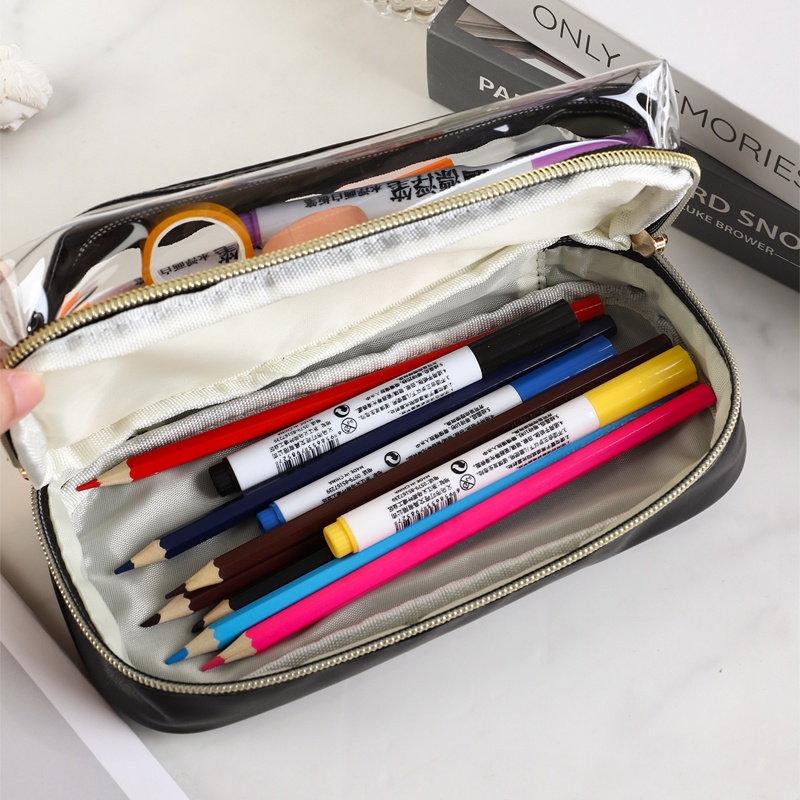 ht-กระเป๋าดินสอ-ปากกามาร์กเกอร์-ขนาดใหญ่-จุของได้เยอะ-สีโปร่งใส-เหมาะกับนักเรียนหญิง-สําหรับวัยรุ่น