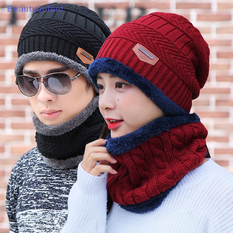 beautyoufeel-หมวกผ้าพันคอ-ผ้ากํามะหยี่-แบบหนา-ให้ความอบอุ่น-เหมาะกับใส่กลางแจ้ง-แฟชั่นฤดูหนาว-สําหรับผู้ชาย-และผู้หญิง