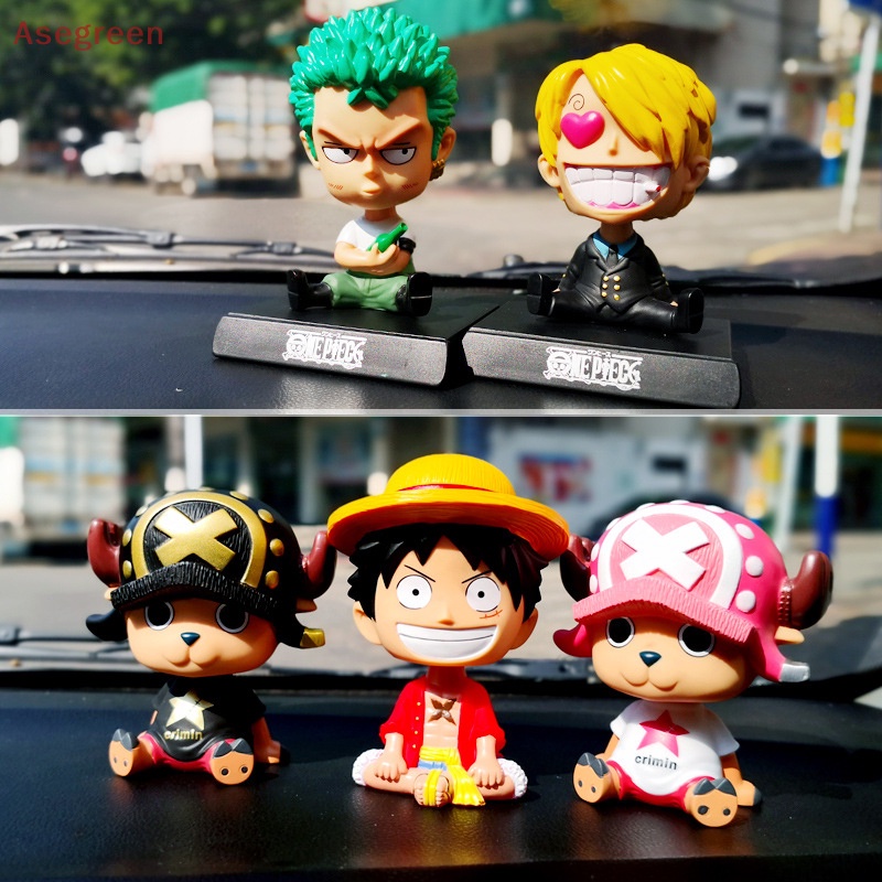 asegreen-ตุ๊กตาการ์ตูนอนิเมะ-luffy-zoro-bobblehead-สําหรับตกแต่งภายในรถยนต์