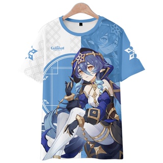 Genshin Impact Layla เสื้อยืดแขนสั้น โพลีเอสเตอร์ พิมพ์ลาย 3D แฟชั่น สําหรับทุกเพศ