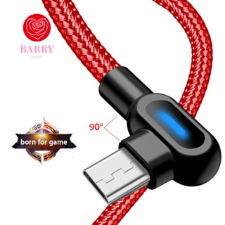 Barry อะแดปเตอร์สายชาร์จ Micro USB Type C พร้อมไฟ LED 90 องศา