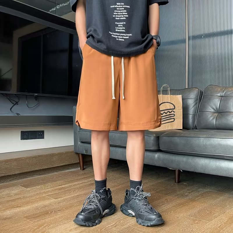 esea-กางเกงขาสั้นผู้ชายแฟชั่นญี่ปุ่นลำลองผู้ชายกางเกงขาสั้นสีทึบกางเกงขาสั้นผู้ชายศิลปะใหม่